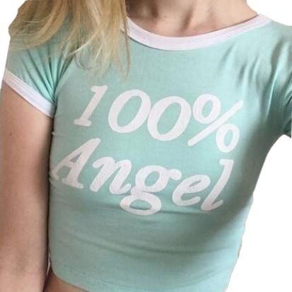 100% Angel Blue Crop Top Cropped Belly Shirt Little Space Kawaii Fashion