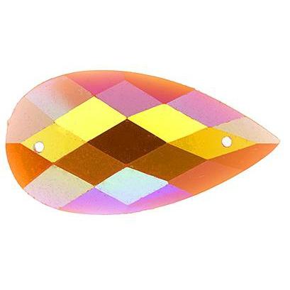 16*30mm Coral AB Teardrop Sew On Resin Gem