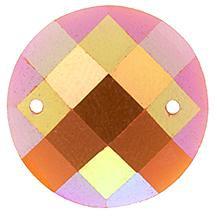 16mm Coral AB Round Sew On Gem