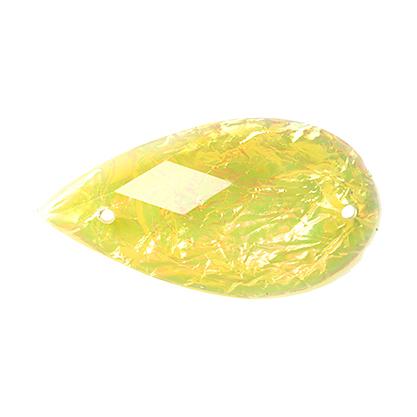 16x30mm Drop  Opal Yellow Resin Sew-On Dichroic Style Gem