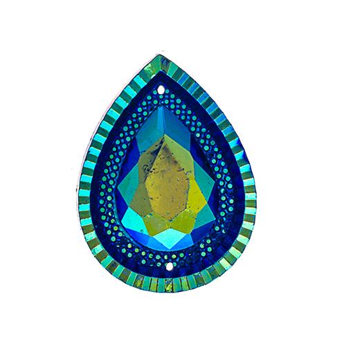 20x30mm Drop Royal Blue AB Piikki Stones, Resin Gem, Sew-On