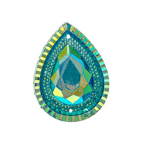20x30mm Drop Turquoise AB Piikki Stones, Resin Gem, Sew-On