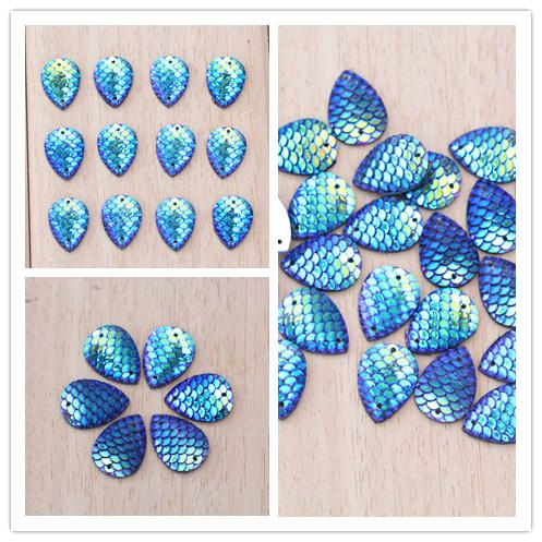 13*18mm Mermaid Texture Droplet Teardrop Resin Gem Sew On