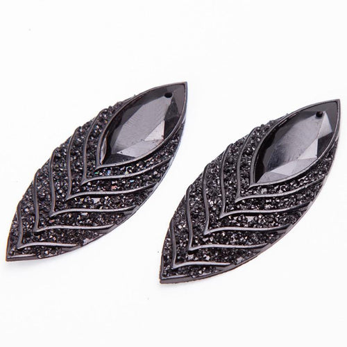 20*50mm Horse Eye Peacock Black Resin Gem Sew On