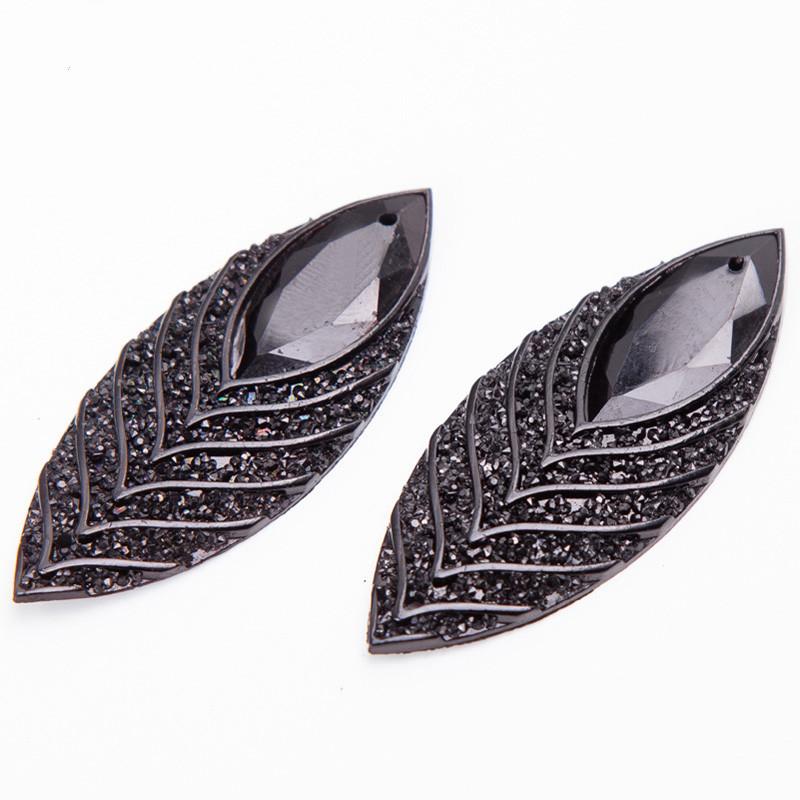20*50mm Horse Eye Peacock Black Resin Gem Sew On