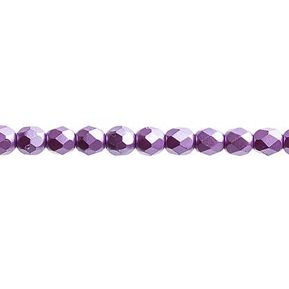 4mm Pearl Pastels Violet, Fire Polished Beads strung   45 pcs/string