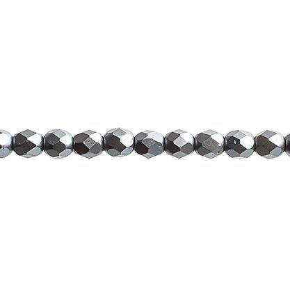 4mm Pearl Pastels Cool Grey, Fire Polished Beads 45pcs/strung