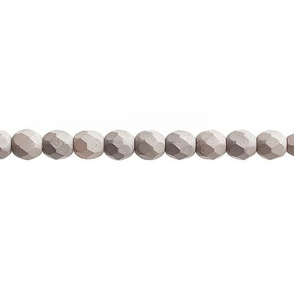4mm Silk Matte Taupe, Fire Polish Beads 45pcs/strung
