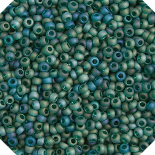 10/0 Transparent Dark Green Matte AB Czech Seed Bead