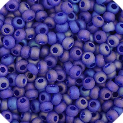 11/0 Navy Blue AB Matte Transparent Czech Seed Beads