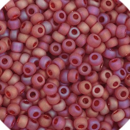 11/0 Light Red AB Matte Transparent Czech Seed Beads