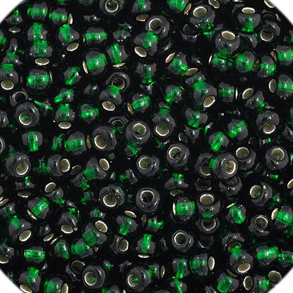 11/0 Dark Green  Silverlined Czech Seed Beads