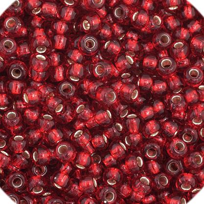 11/0 Medium Red Silverlined Czech Seedbead