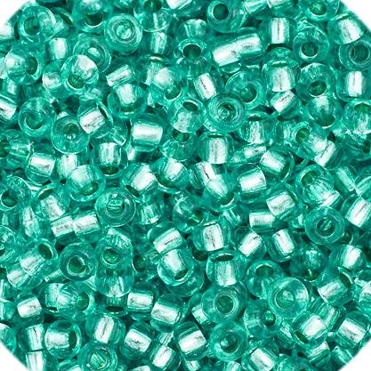 11/0 Green Silverlined Dyed Czech Seed Beads
