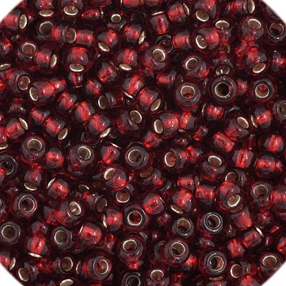 11/0 Dark Red Transparent Silver lined Czech Seed Beads