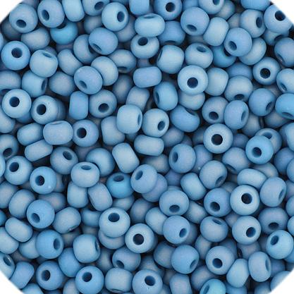 11/0 Medium Blue AB Matte Opaque Czech Seed Beads
