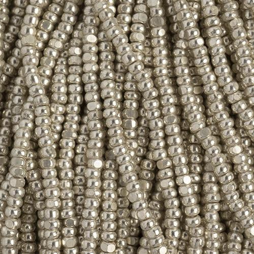 11/0 Charlotte Cut Czech Seed Bead- Opaque Metallic Silver
