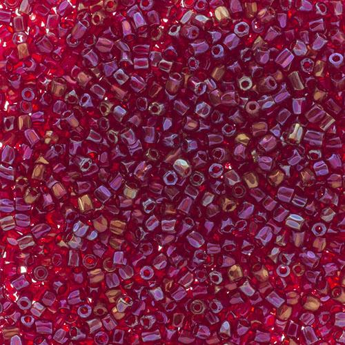 3 Cut 9/0 Beads Transparent  Red Iris Loose