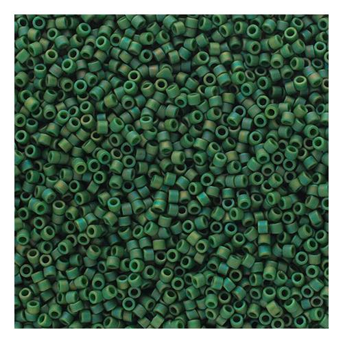 Delica 11/0 Frosted Glazed  Rainbow Green Emerald Matte AB (2313v)