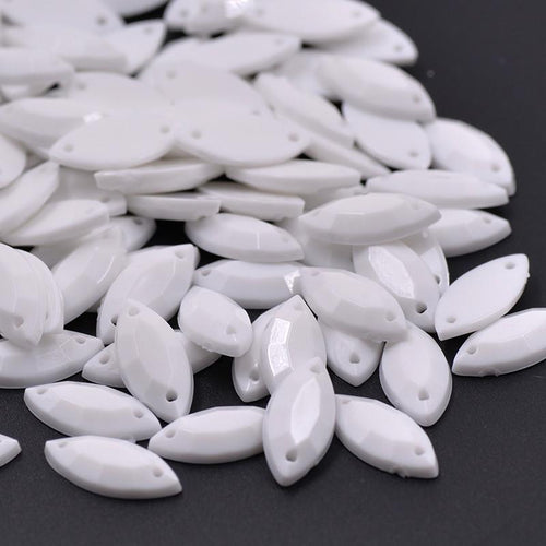 7*15mm  White Strass Acrylic Stone Sew On Rhinestone Horse Eye Resin