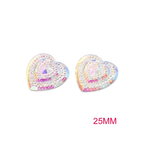 25mm AB Heart Shape Sew on Resin Rhinestone Gem Flat Back AB