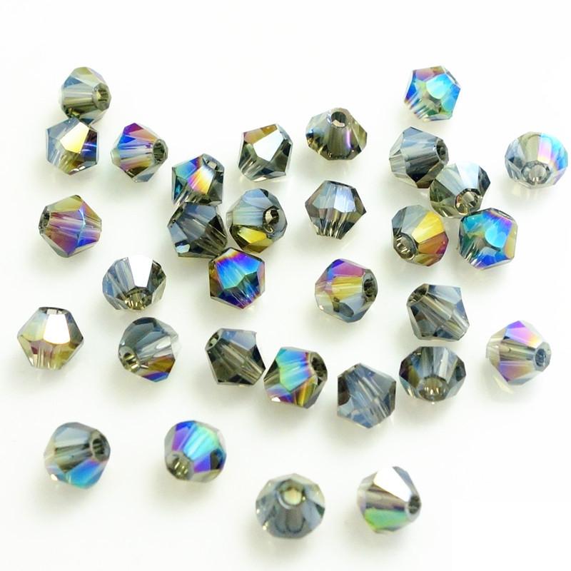 4mm Grey AB Half plated Bicone Bead