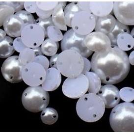 6mm-12mm Sew on White Pearl Resin Gem