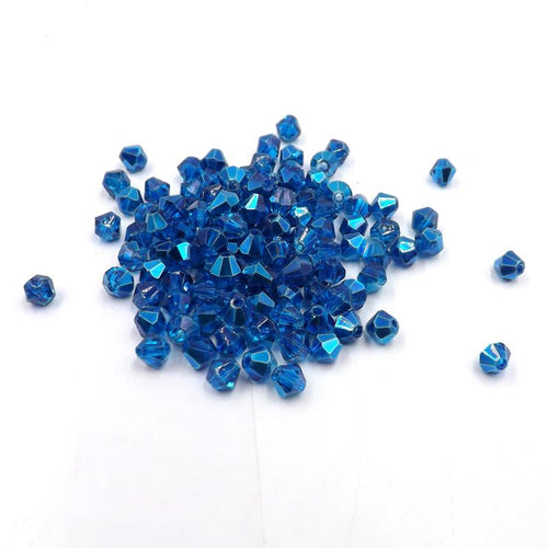 3mm Blue Metallic Half Plated Bicone Beads