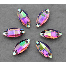 7*15mm Colourful AB Navette Shaped Resin Sew on Gems