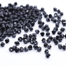 Opaque Black colour, Grade AAA Bicone Beads 4mm, 3mm, & 2mm