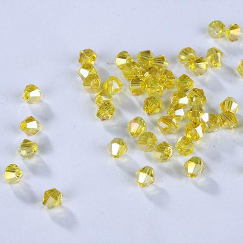 2mm Pale Yellow AB, Grade AAA, Bicones Beads