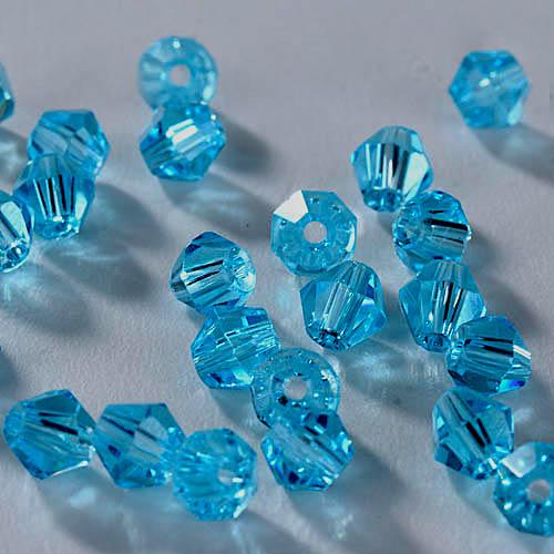 2mm Aqua Transparent, Grade AAA Bicone Beads