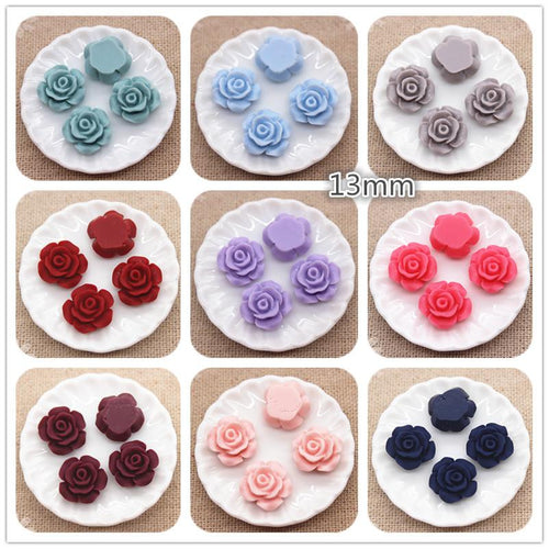 13mm Matte Finish Roses Resin Flat back Gems
