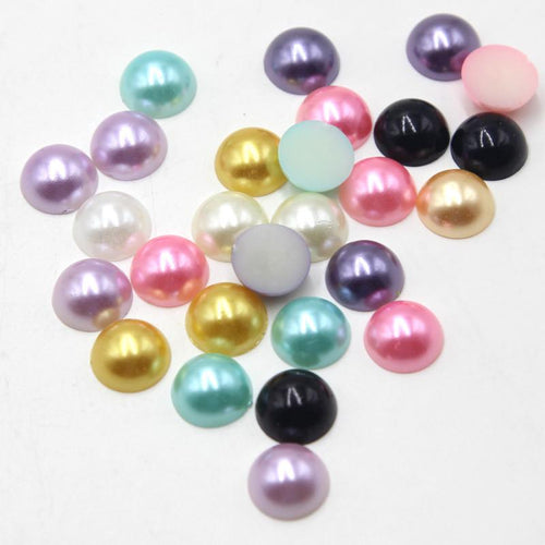 14mm Mixed Colour Pearl Glue on Resin Gem