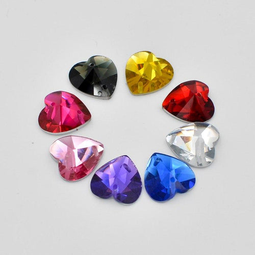 12mm Heart Resin, Sew on, Resin Gem
