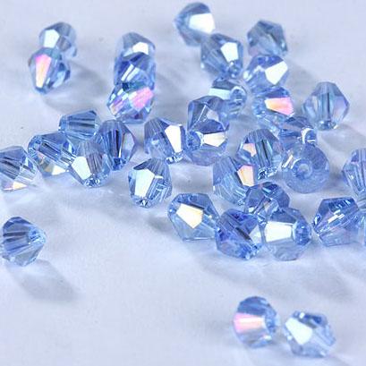 2mm & 3mm  Light Sapphire Blue AB, Grade AAA, Bicones Beads