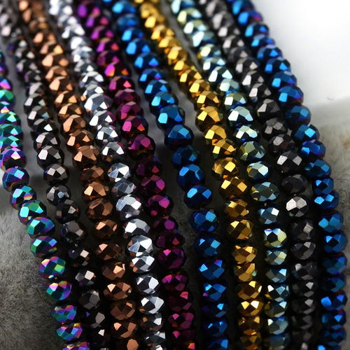 2*3mm Metallic Finish Glass Crystal Faceted Rondelle Beads