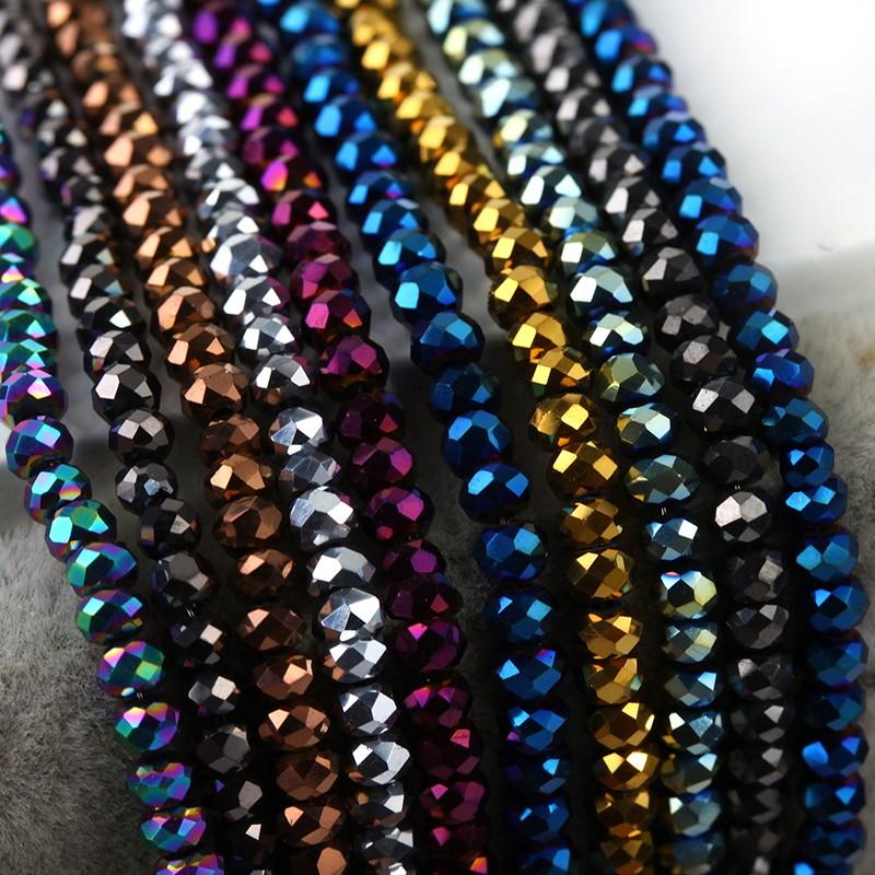 2*3mm Metallic Finish Glass Crystal Faceted Rondelle Beads