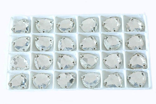 12mm Clear Silver, Triangular Glass Sew on, Fancy Glass Gem