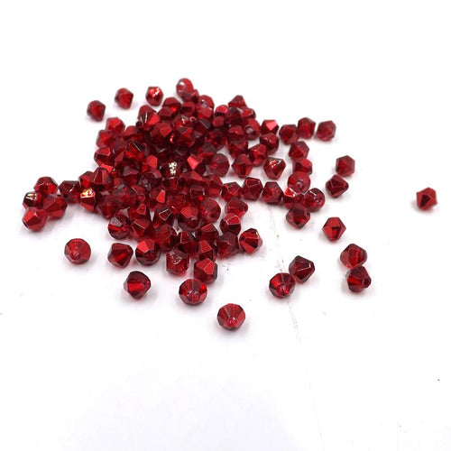 3mm Red Metallic Half Plated Bicone Beads