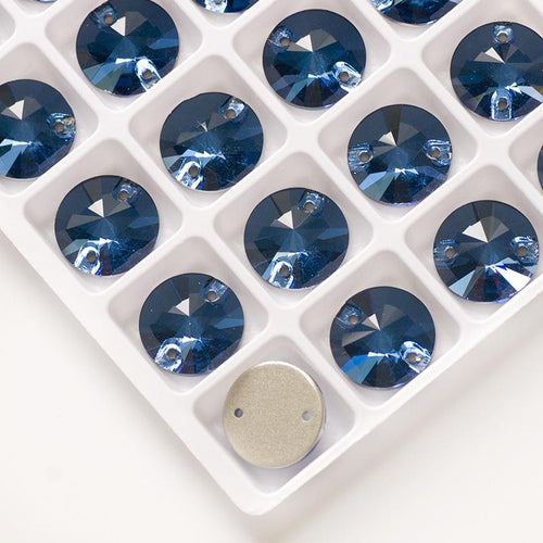 10mm Sapphire Blue Rivoli Round Fancy Glass Gem
