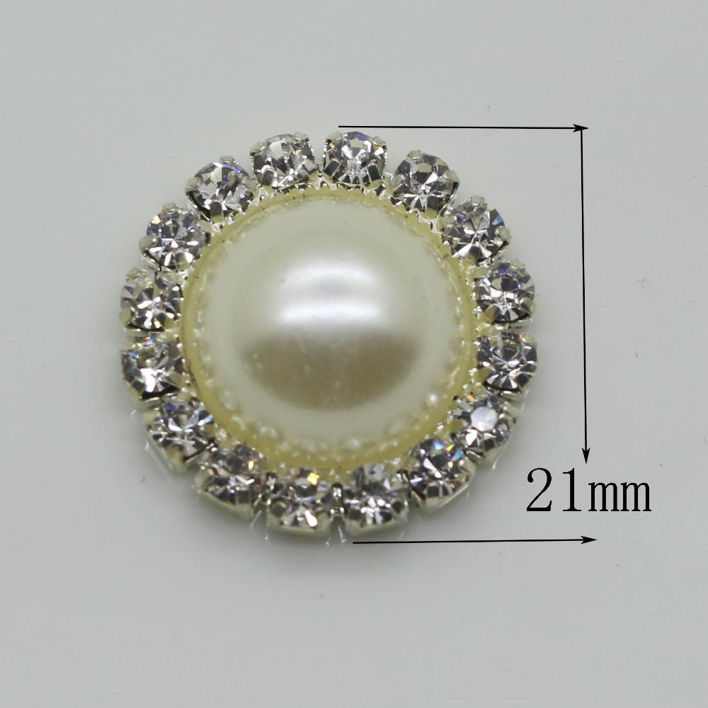 21mm  White & Ivory Pearl in Silver Rhinestone Frame Gem