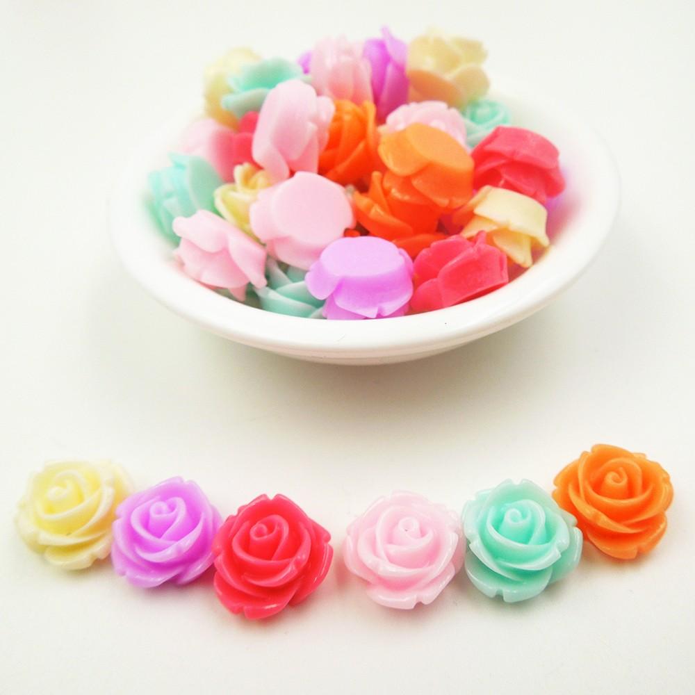14mm Glossy Cake Frosting Looking Roses Glue on Resin Gems
