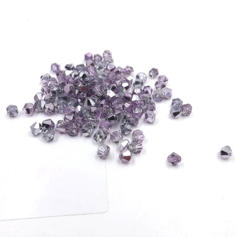 3mm Light Purple Lavender Metallic Half Plated Bicone Beads