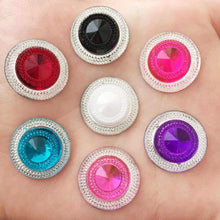 20mm Silver with Purple, Red, White, or Pink Centres, Resin Flatback Glue On Gem