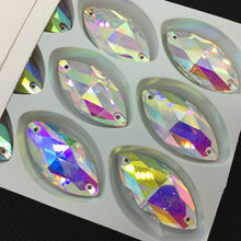 Multiple Sizes of AB Navette Horse Eye Sew on Glass Gem *Sold Individually*