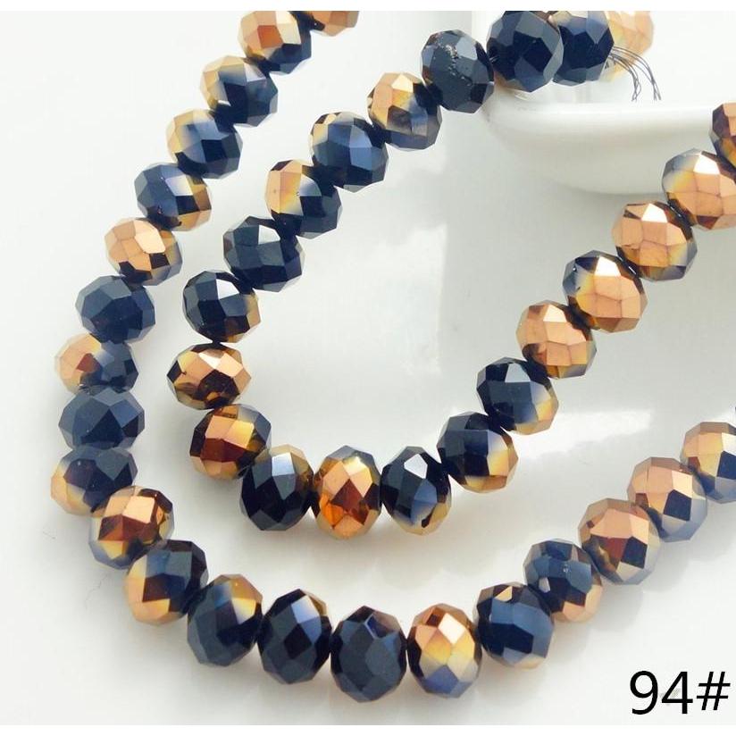 4mm Gold and Black Half plated Rondelle Beads
