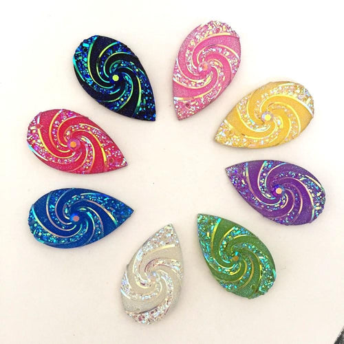 16*28mm Whirlwind AB, Long Teardrop Gem Sew on Flat back, Resin Gem
