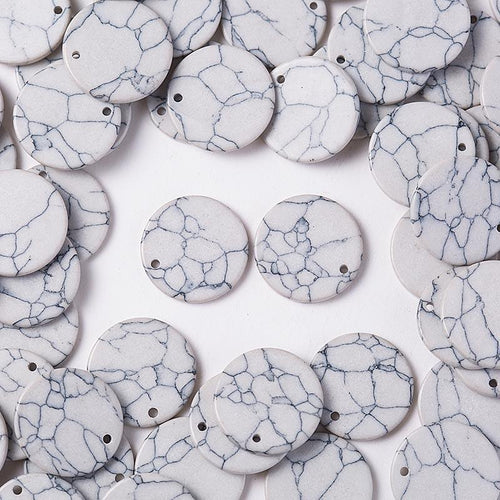 18mm White Circle Stone Slab Gem with one hole