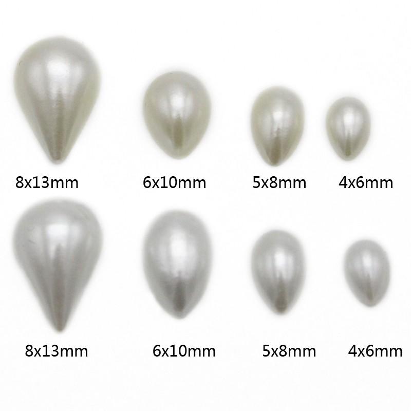 8*13mm White Pearl Droplet Glue on Pearl Gem
